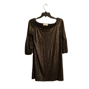 Veronica M. Black Gold Mini Babydoll Dress Size Medium